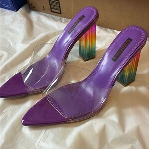 Vibrant Purple Heels with Transparent Design